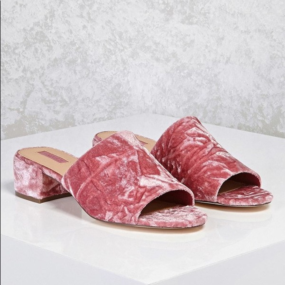 Pink Velvet Mules